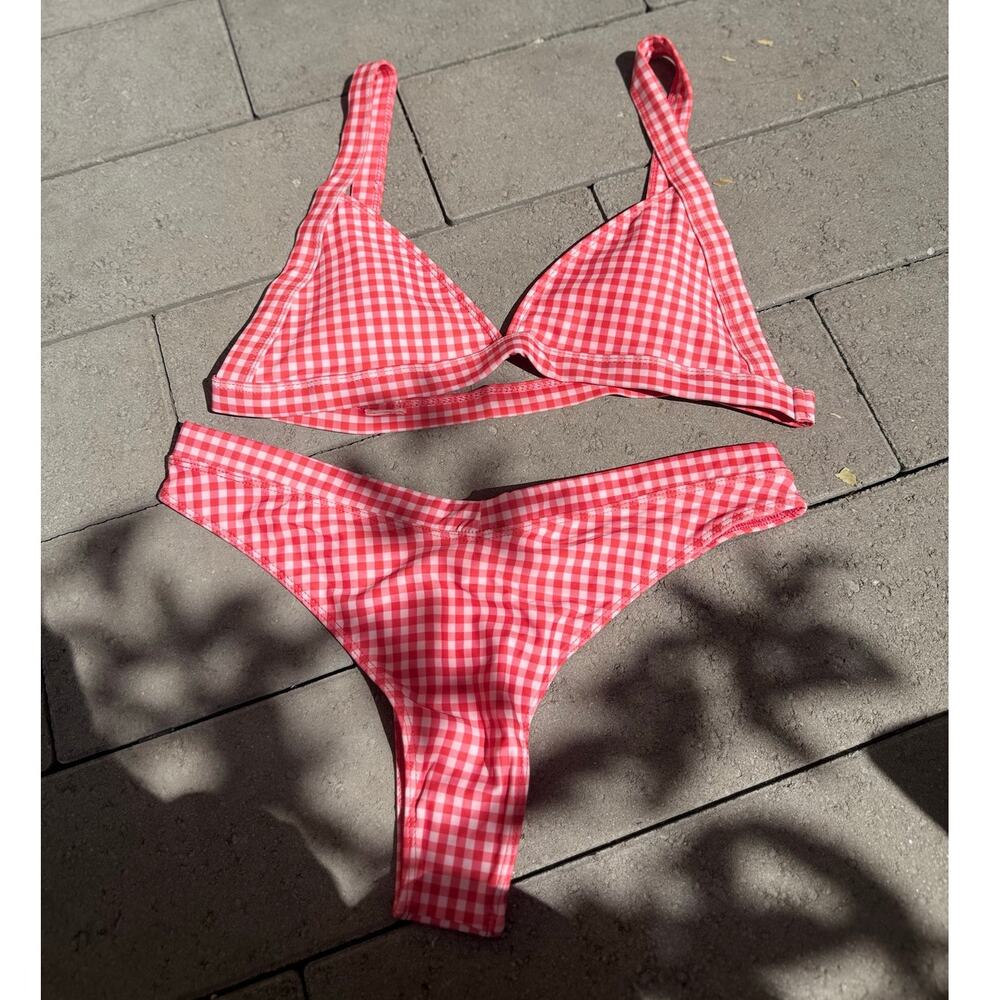 Double Zero Red Gingham 2 Piece Bikinis‎ Set Cottagecore Fairy Milkmaid Beach